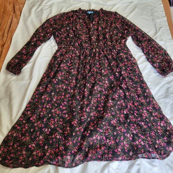 DRAPER JAMES RSVP Floral Ballon Sleeve Sheer Midi Dress XXL - Picture 8 of 11